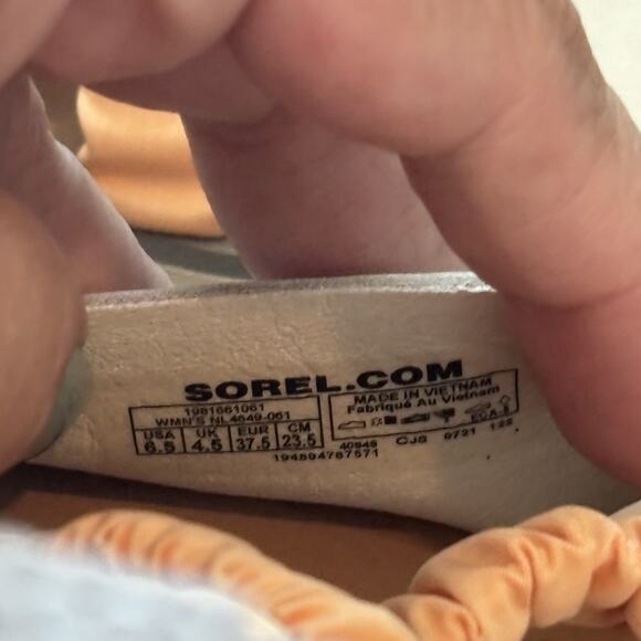 Sorel Womens Shoes 6 1/2 Gray And Orange Ella II Ankle Strap Sandal Back Zip - Picture 8 of 12